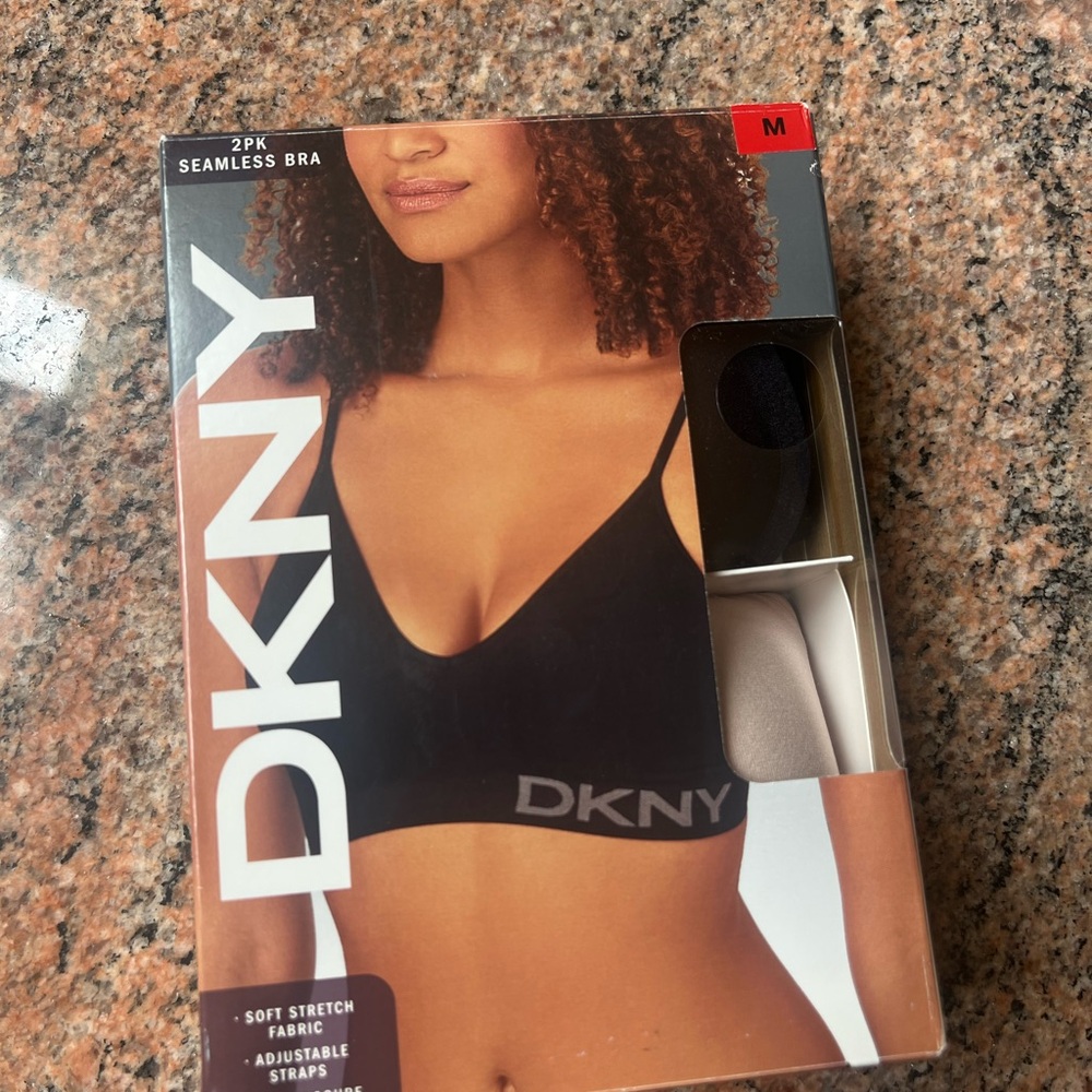 DKNY Black and Cream Seamless Bra Set